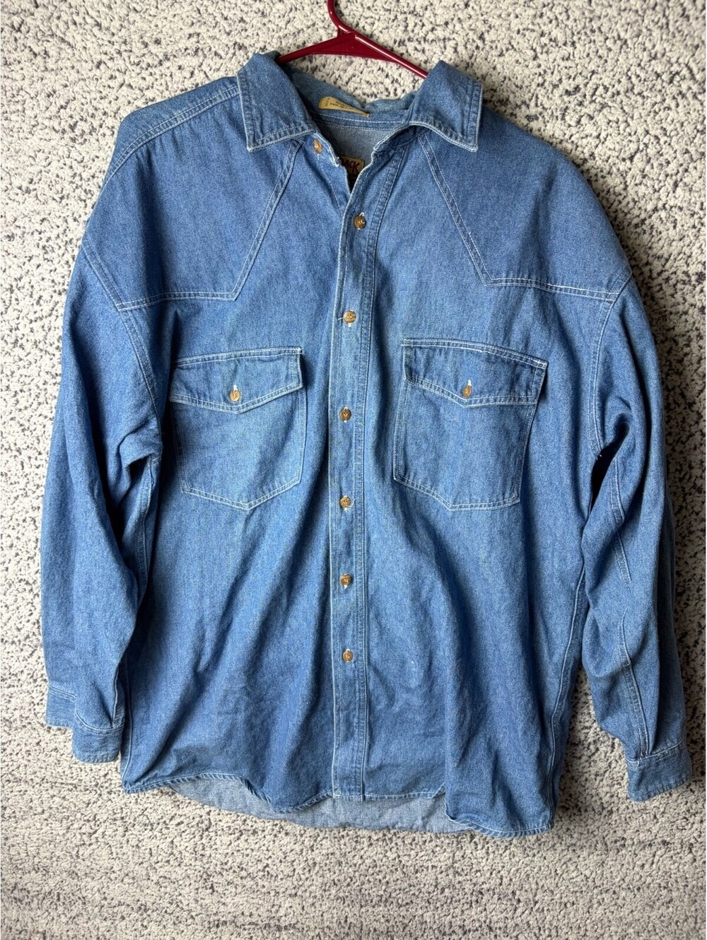 Vintage Adirondack Shirt Mens Large Blue Pockets Denim Long Sleeve Button-Up